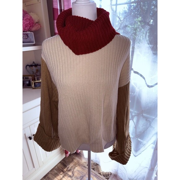 NWOT Limerie Color Block Sweater Medium , Fall Holiday Knit - Picture 2 of 4